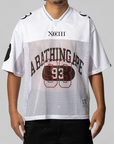Line Camo Multi Logo Relaxed Fit Football Jersey - White