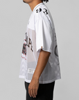 Line Camo Multi Logo Relaxed Fit Football Jersey - White