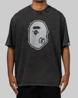 Garment Dye Ape Head Relaxed Fit T-Shirt - Black