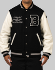 Embroidered Varsity Jacket - Black