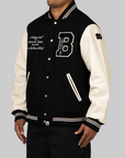Embroidered Varsity Jacket - Black