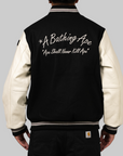 Embroidered Varsity Jacket - Black