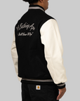 Embroidered Varsity Jacket - Black