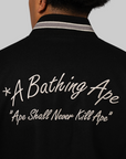 Embroidered Varsity Jacket - Black