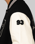 Embroidered Varsity Jacket - Black