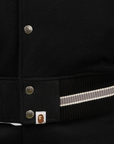 Embroidered Varsity Jacket - Black