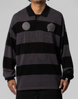 Jacquard Multi Logo Stripe Relaxed Fit Long Sleeve - Black