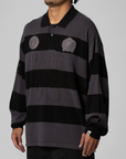Jacquard Multi Logo Stripe Relaxed Fit Long Sleeve - Black