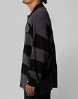 Jacquard Multi Logo Stripe Relaxed Fit Long Sleeve - Black