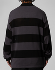 Jacquard Multi Logo Stripe Relaxed Fit Long Sleeve - Black