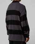 Jacquard Multi Logo Stripe Relaxed Fit Long Sleeve - Black