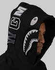 Shark Logo Relaxed Fit Hoodie - Black