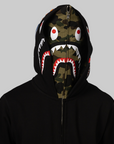 1st Camo Shark Full Zip Double Hoodie - Black