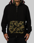 1st Camo Shark Full Zip Double Hoodie - Black