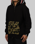 1st Camo Shark Full Zip Double Hoodie - Black