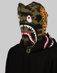 1st Camo Shark Full Zip Double Hoodie - Black