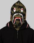 1st Camo Shark Full Zip Double Hoodie - Black