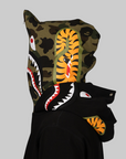 1st Camo Shark Full Zip Double Hoodie - Black
