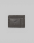 Human Made Leather Wallet Grey — front view showing grey leather card wallet with multiple card slots, tonal stitching and embossed Human Made heart logo