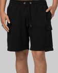 Reverse Weave Cargo Short - Black