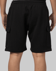 Reverse Weave Cargo Short - Black