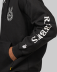 Logo Within Face Outline Zip Hoodie - Black
