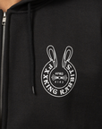 Logo Within Face Outline Zip Hoodie - Black