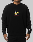 Embroidery Egg Sushi Rabbit Sweatshirt - Black