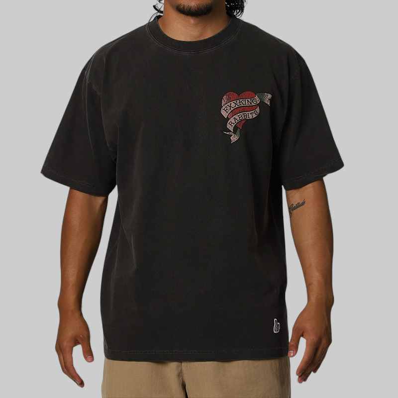 Rabbits Tattoo Garment Dye T-Shirt - Black – LOADED