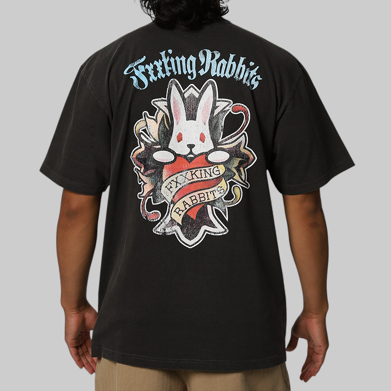 Cross Rabbits Tattoos Garment Dye T-Shirt - Black – LOADED