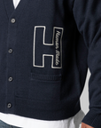 College Knit Cardigan - Navy