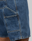 Single Knee Short - Blue (Stone Washed)