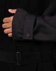 Rayon Twill Trench Coat - Black