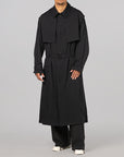 Rayon Twill Trench Coat - Black