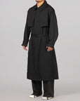 Rayon Twill Trench Coat - Black