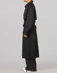 Rayon Twill Trench Coat - Black