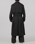 Rayon Twill Trench Coat - Black