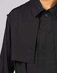 Rayon Twill Trench Coat - Black