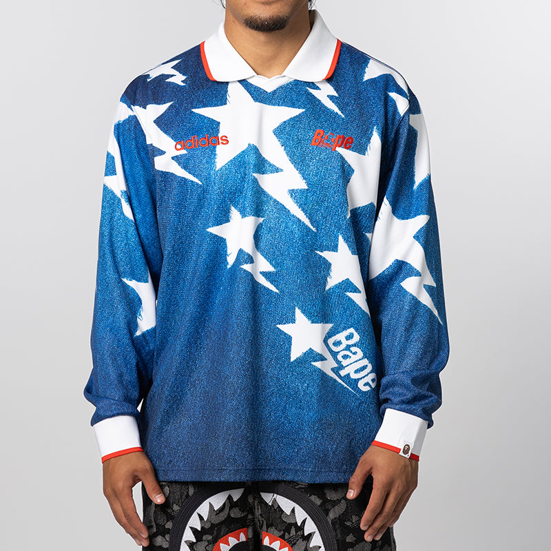 X Bape Long Sleeve Star Jersey - Medium Blue Denim – LOADED