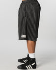 Mesh Pinstripe Short - Black