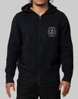 Symbol Mohair Zip-Up Cardigan Hoodie - Navy