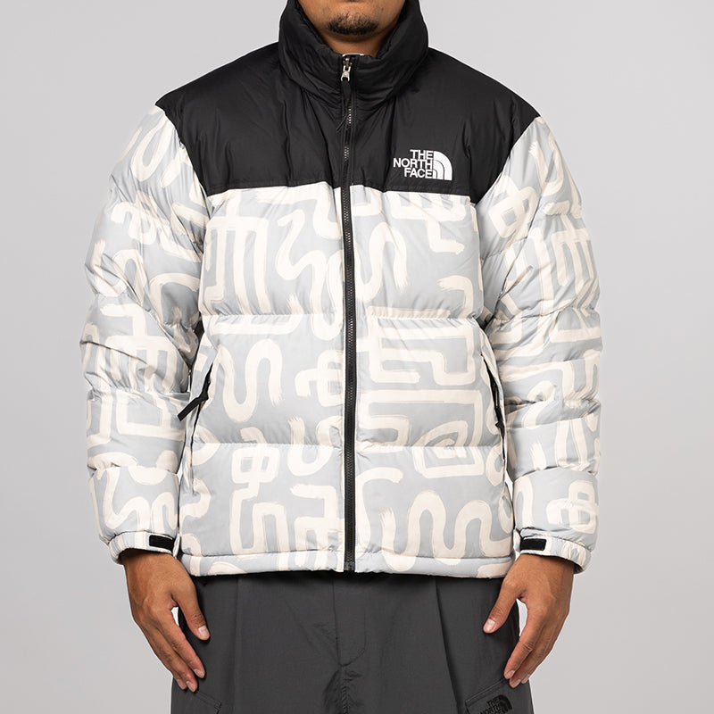 1996 Retro Nuptse Jacket Grey Lunar Snake Print