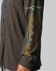 Paneled Jersey Button-Up Shirt - Black