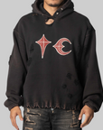 Black men's hooded weatshirt wih red Thug Club logo