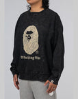 A Bathing Ape Overdye Relaxed Fit Crew - Black - LOADED