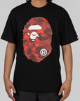 Colour Camo Big Ape Head T-Shirt - Black/Red - LOADED