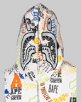 Hand Draw Pattern Shark Zip Hoodie - LAST ONE