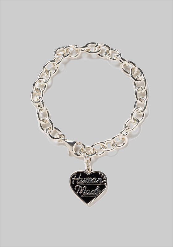 Heart Silver Bracelet - Black - LOADED