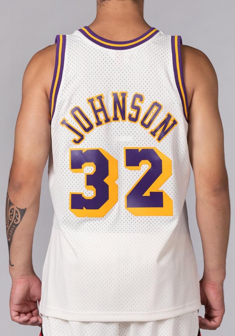 Los Angeles Lakers Magic Johnson 1984 Hardwood Classics Road Swingman  Jersey By Mitchell & Ness - Light Gold - Mens