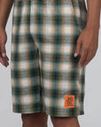 Peace Circle Belted Short - Green Plaid - LOADED